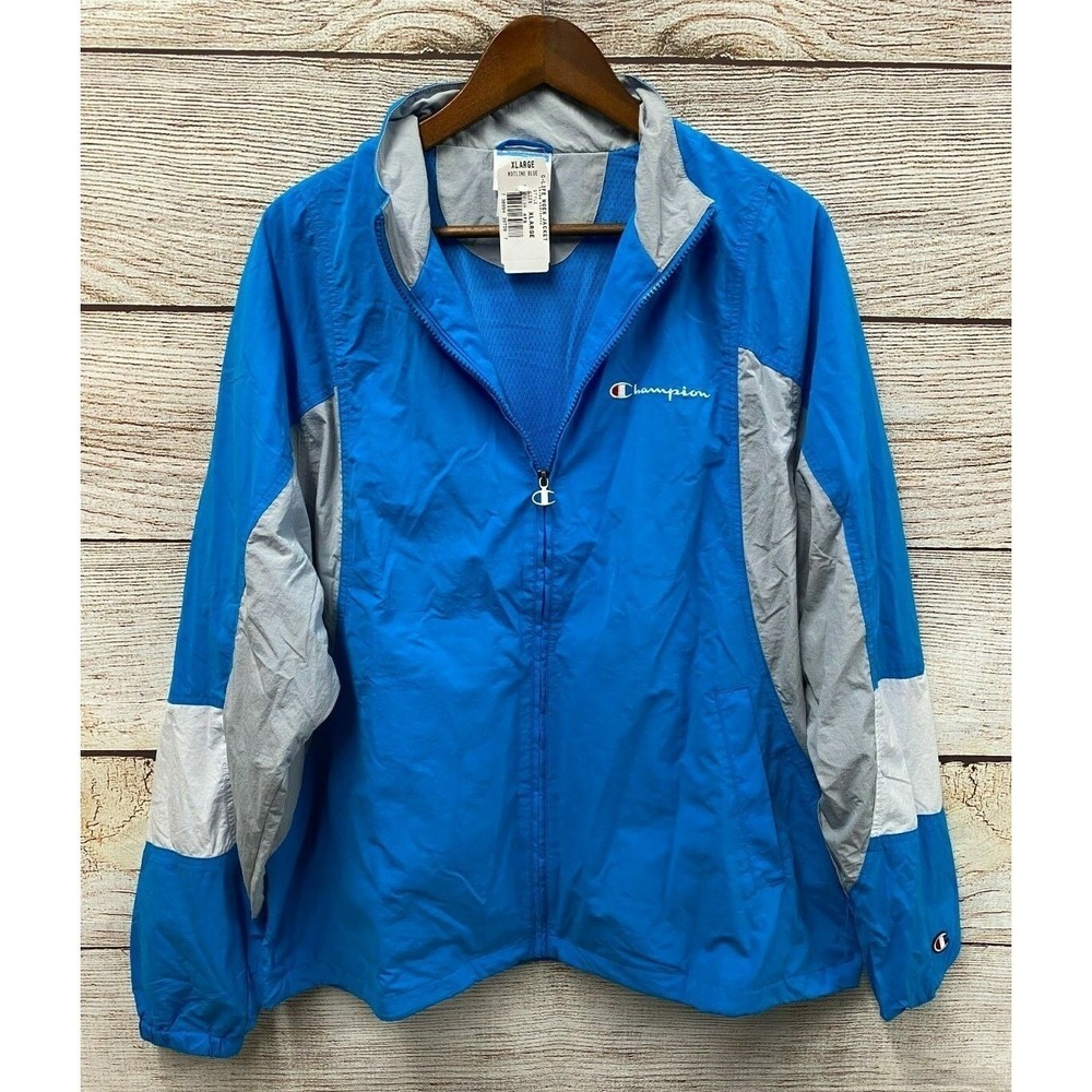 Champion Active Jacket Mens XL Hotline Blue C-Life Woven Thin Nylon Jacket New